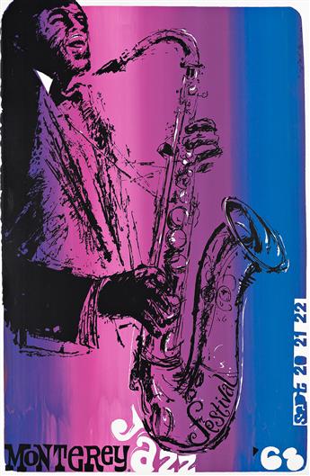 EARL NEWMAN (1930- ).  MONTEREY JAZZ FESTIVAL. Two posters. 1968 & 1975. Each 35x23 inches, 89x58½ cm.